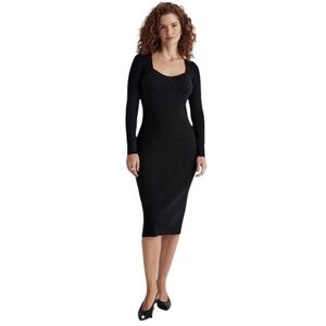 Madewell NWT Long-Sleeve Knit Black Midi Dress XXL